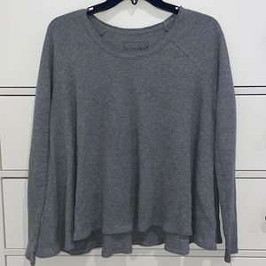 GREY WAFFLE TEXTURE LONG-SLEEVE TOP
